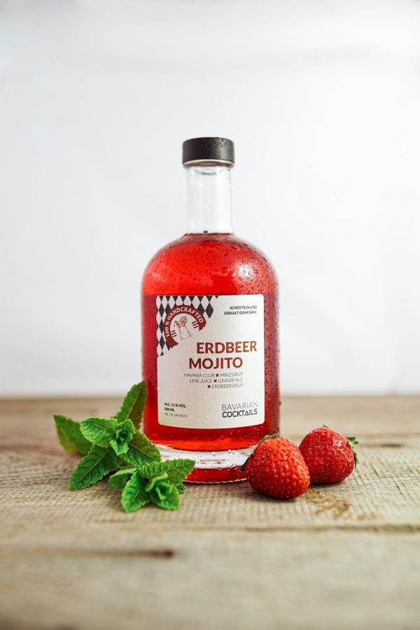 Erdbeer Mojito Cocktail aus der Flasche bestellen - Bavarian Cocktails Online Shop